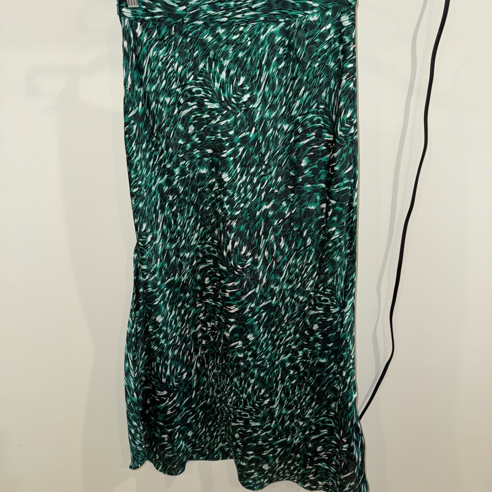 Leith Emerald and Black Swirl Maxi Skirt
